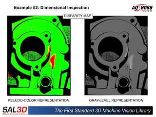 Example #2: Dimensional Inspection
                        DISPARITY MAP
                        DISPARITY MAP




PSEUDO-COLOR REPRESENTATION            GRAY-LEVEL REPRESENTATION
 