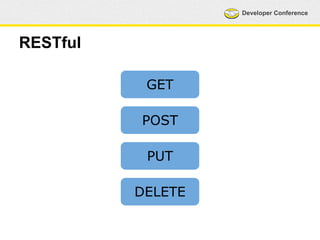 Developer Conference 
RESTful 
GET 
POST 
PUT 
DELETE 
 