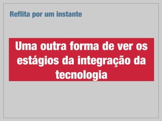 Uma outra forma de ver os
estágios da integração da
tecnologia
Reﬂita por um instante
 