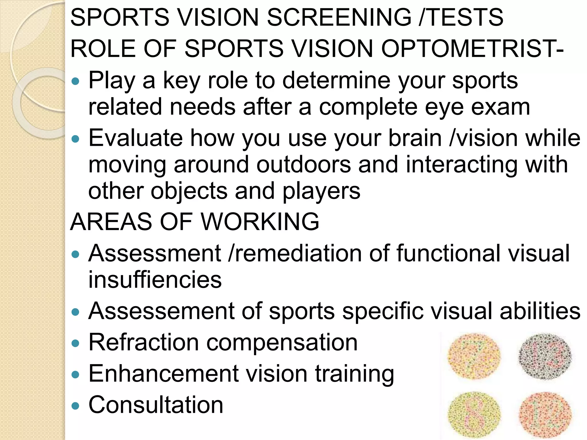 Sports vision: Visual skills evaluation and Enhancement | PPTX