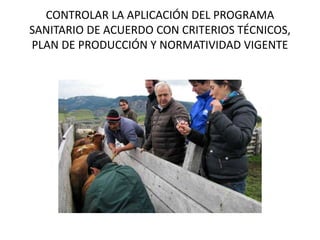 CONTROLAR LA APLICACIÓN DEL PROGRAMA
SANITARIO DE ACUERDO CON CRITERIOS TÉCNICOS,
PLAN DE PRODUCCIÓN Y NORMATIVIDAD VIGENTE
 