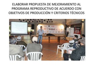 ELABORAR PROPUESTA DE MEJORAMIENTO AL
PROGRAMA REPRODUCTIVO DE ACUERDO CON
OBJETIVOS DE PRODUCCIÓN Y CRITERIOS TÉCNICOS
 
