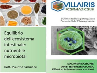 Equilibrio
dell’ecosistema
intestinale:
nutrienti e
microbiota
Dott. Maurizio Salamone
 