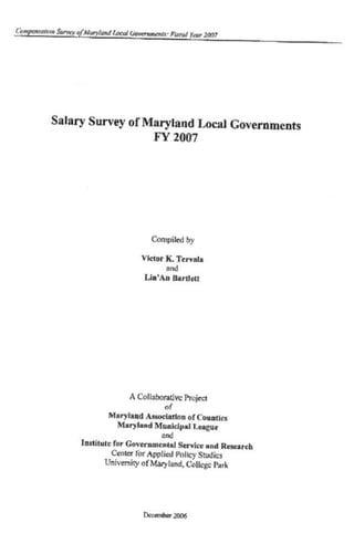 Salary Survey: Maryland Local Governments (2007)