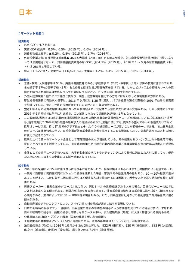The Salary Analysis In Asia By Jac Recruitment Group 17年版