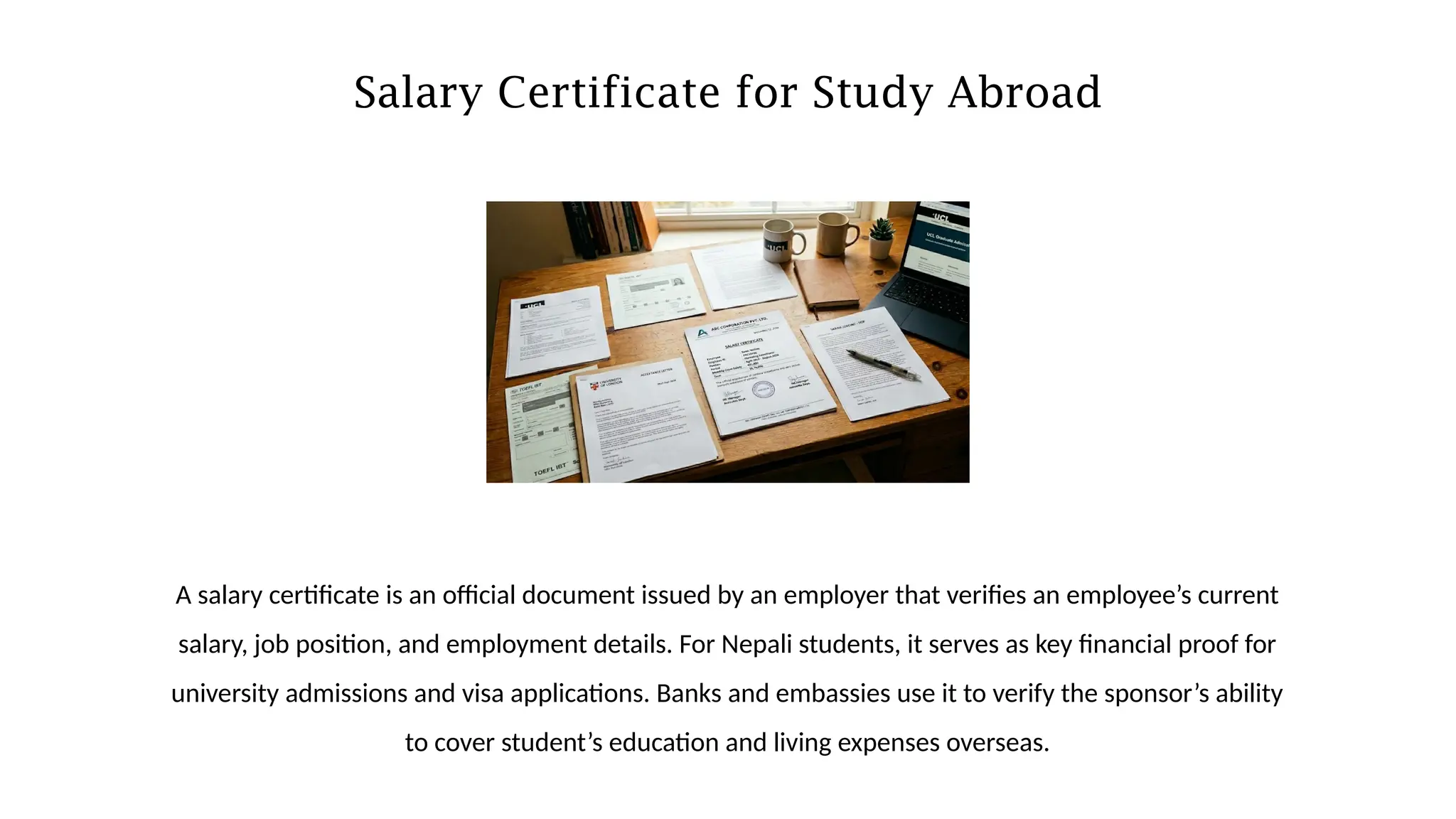 Salary Certificate for Study Abroad