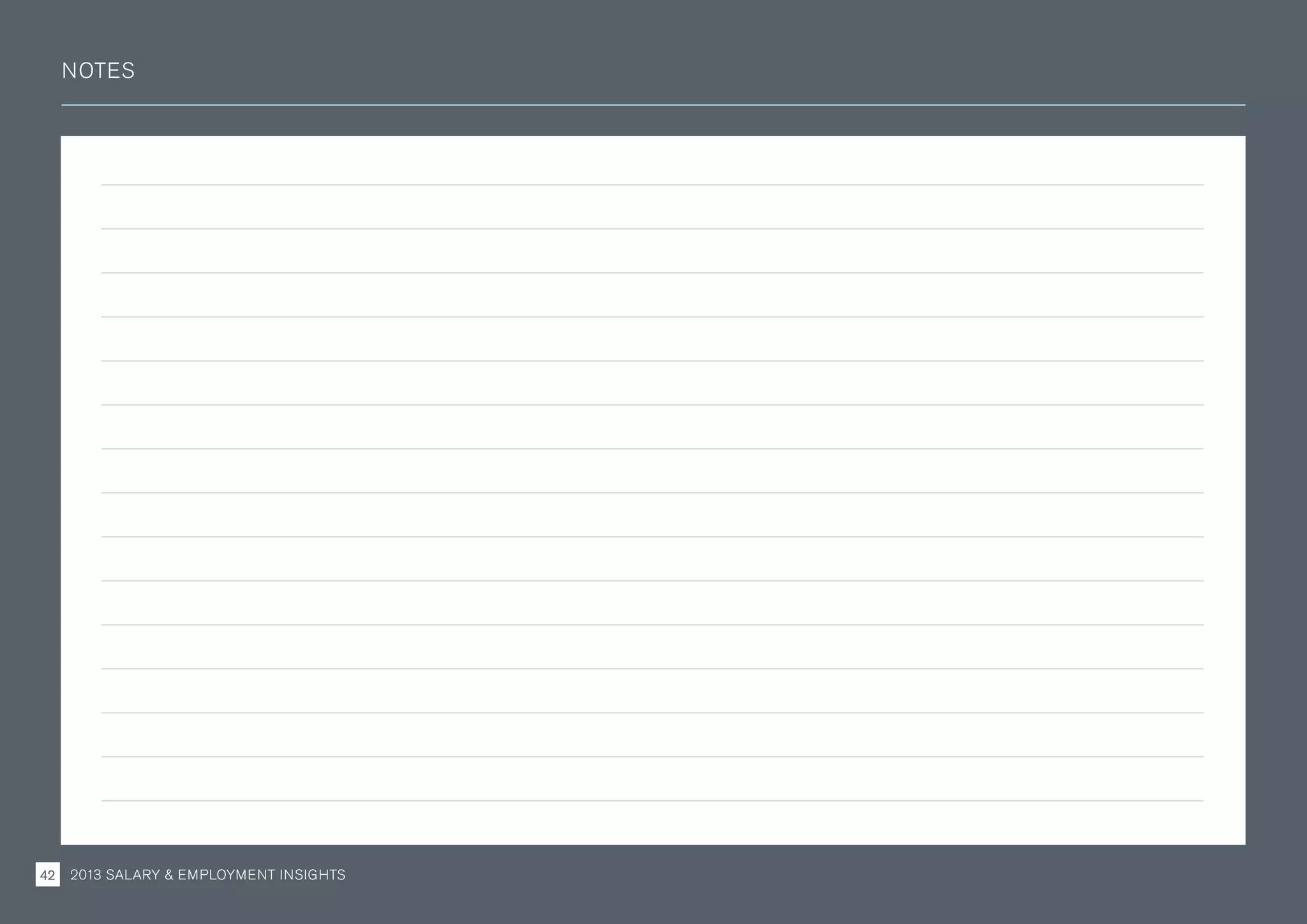 NOTES
2013 SALARY  EMPLOYMENT INSIGHTS42
 