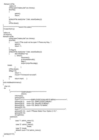 SALARY MANAGEMENT SYSTEM IN C++ | DOC