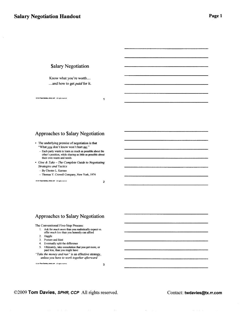 Salary Negotiation Handout