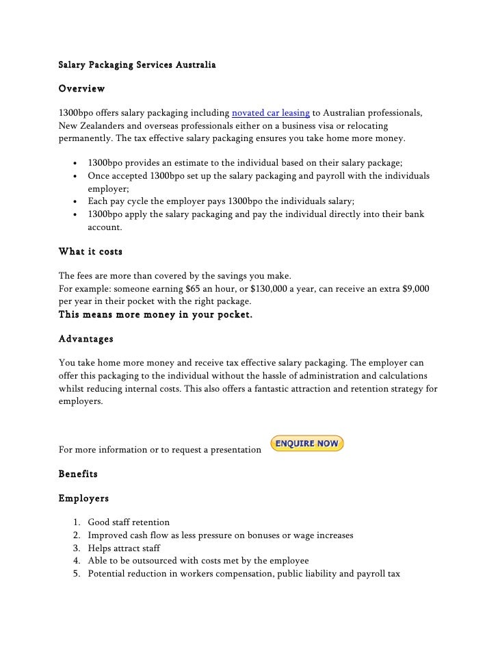 Salary packaging services australia