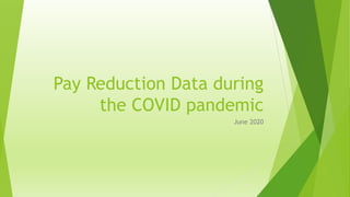 Pay Reduction Data during
the COVID pandemic
June 2020
 