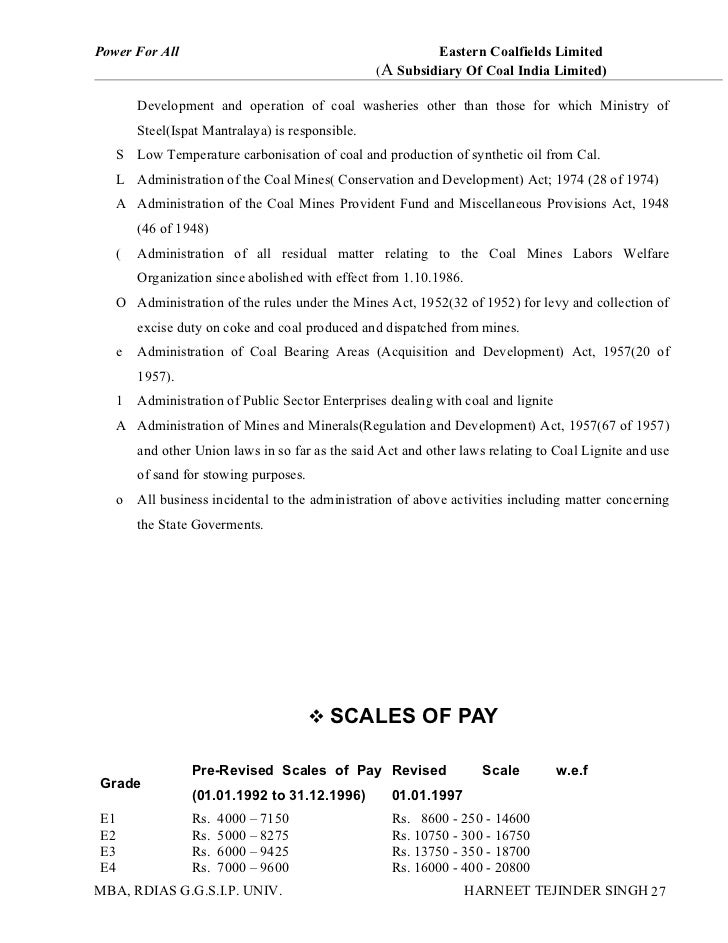 rules salary slip of Salary eastern coalfields system limited