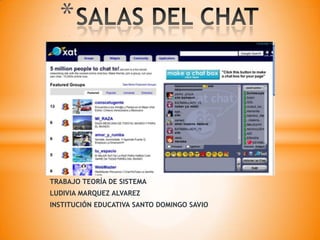 SALAS DEL CHAT TRABAJO TEORÍA DE SISTEMA LUDIVIA MARQUEZ ALVAREZ INSTITUCIÓN EDUCATIVA SANTO DOMINGO SAVIO 