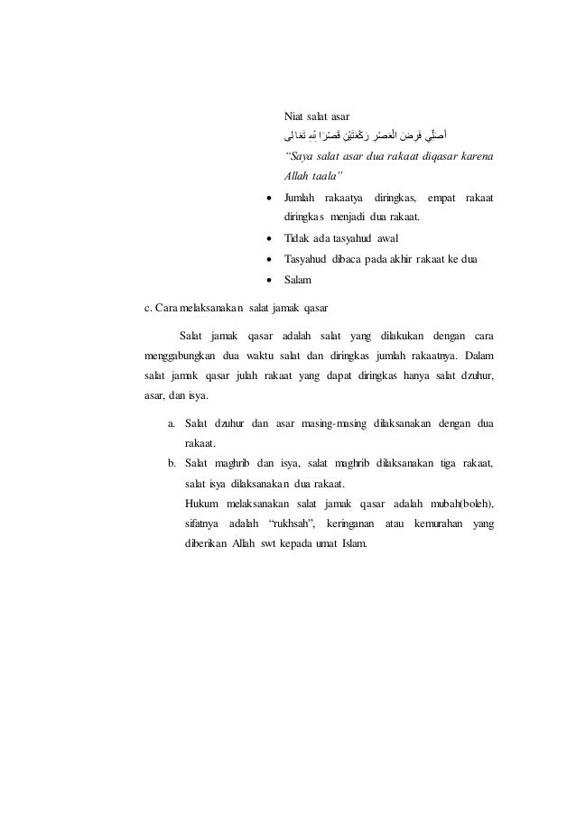 Salat Jamak Dan Qasar