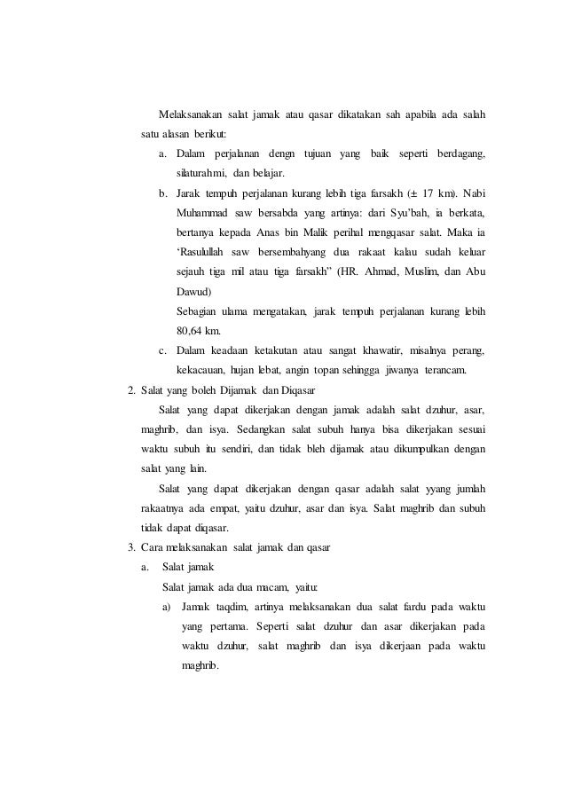 Salat Jamak Dan Qasar