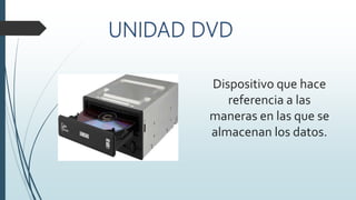 Dispositivo que hace
referencia a las
maneras en las que se
almacenan los datos.