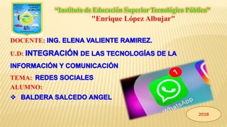 “Instituto de Educación Superior Tecnológico Público”
"Enrique López Albujar"
DOCENTE:
U.D:
TEMA:
ALUMNO:
 