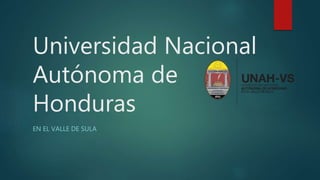 Universidad Nacional
Autónoma de
Honduras
EN EL VALLE DE SULA
 