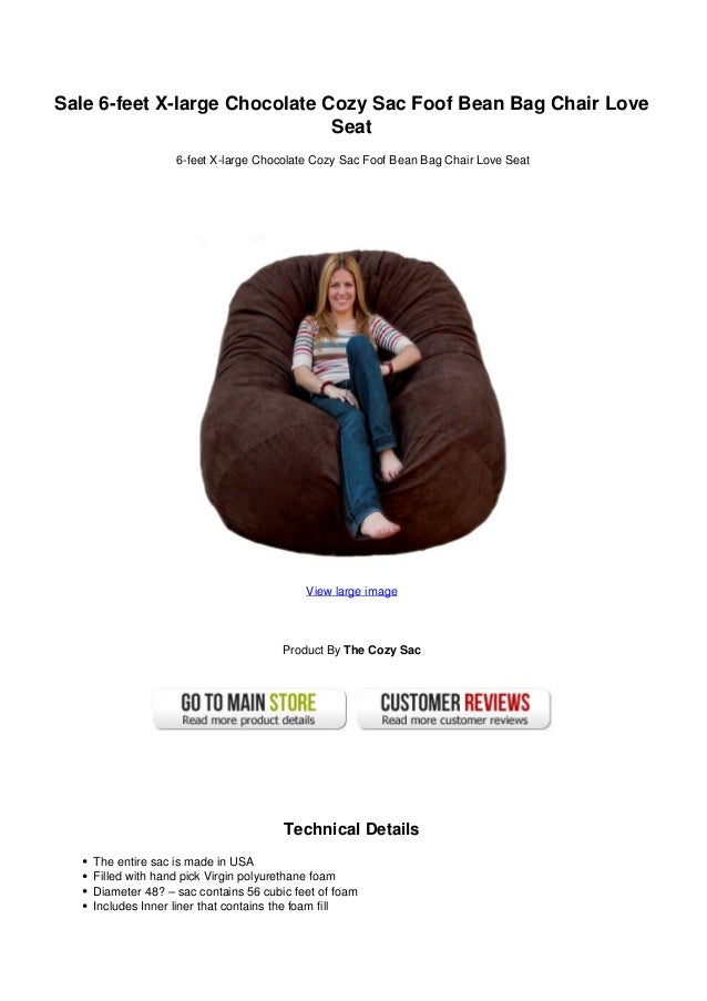 Sale 6 Feet X Large Chocolate Cozy Sac Foof Bean Bag Chair