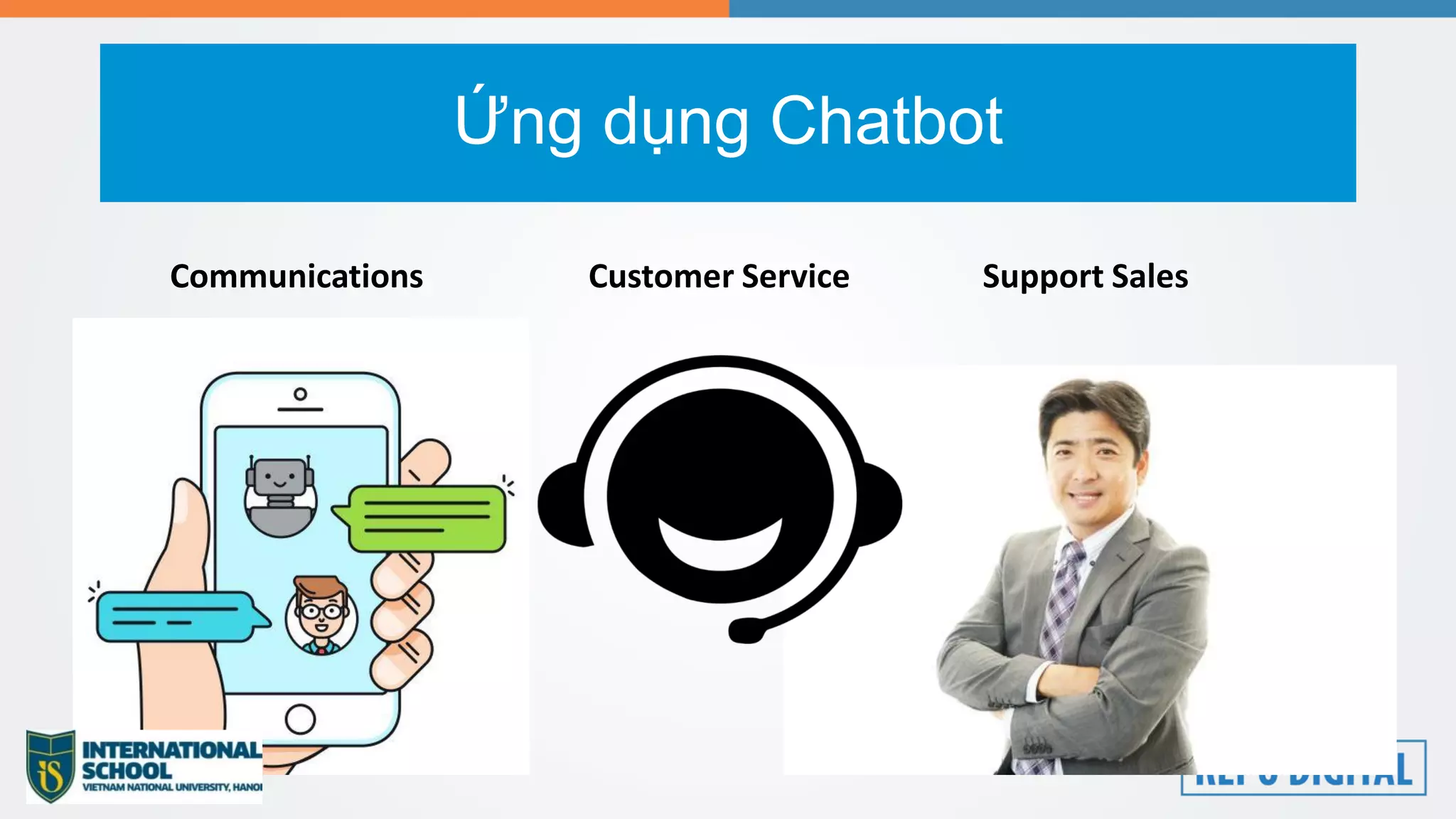 Ứng dụng Chatbot
Communications Customer Service Support Sales
 