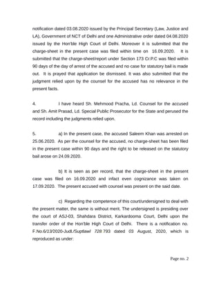 notification dated 03.08.2020 issued by the Principal Secretary (Law, Justice and
LA), Government of NCT of Delhi and one ...