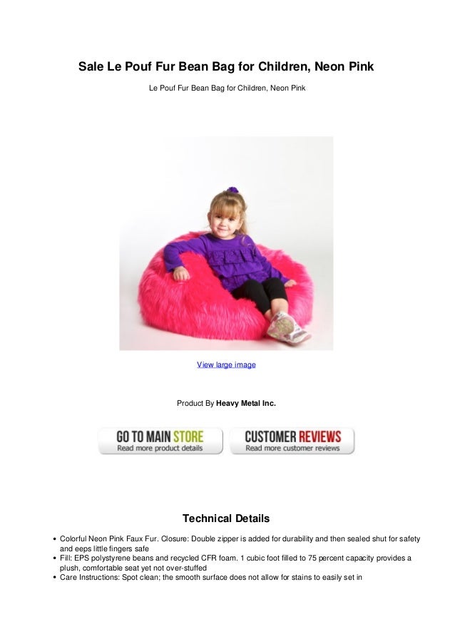 Sale le pouf fur bean bag for children neon pink