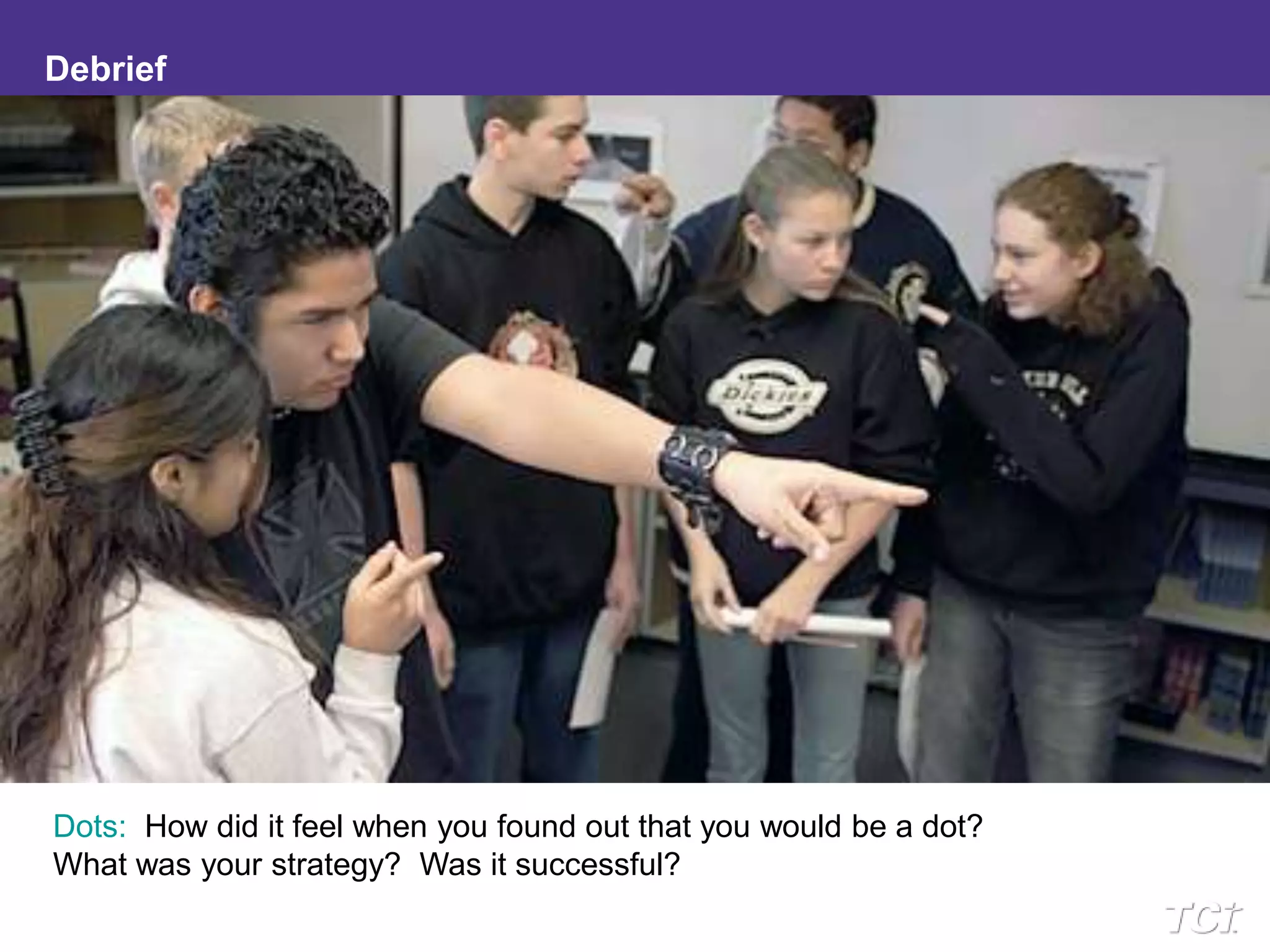 DebriefDots:  How did it feel when you found out that you would be a dot?What was your strategy?  Was it successful?