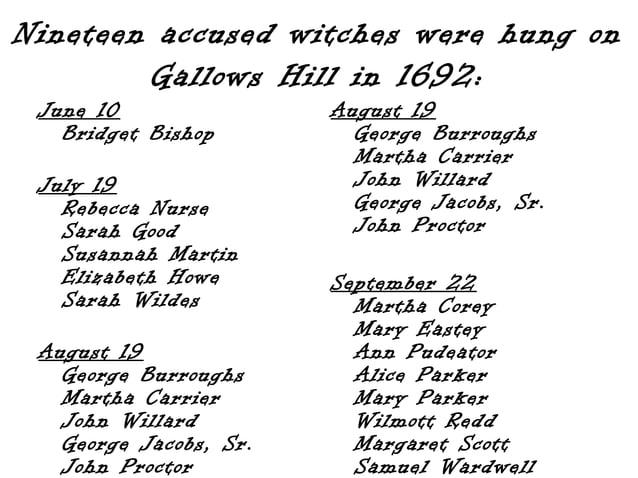 Names Of Salem Witches