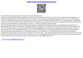 Salem Witch Trials Historical Analysis | PPT