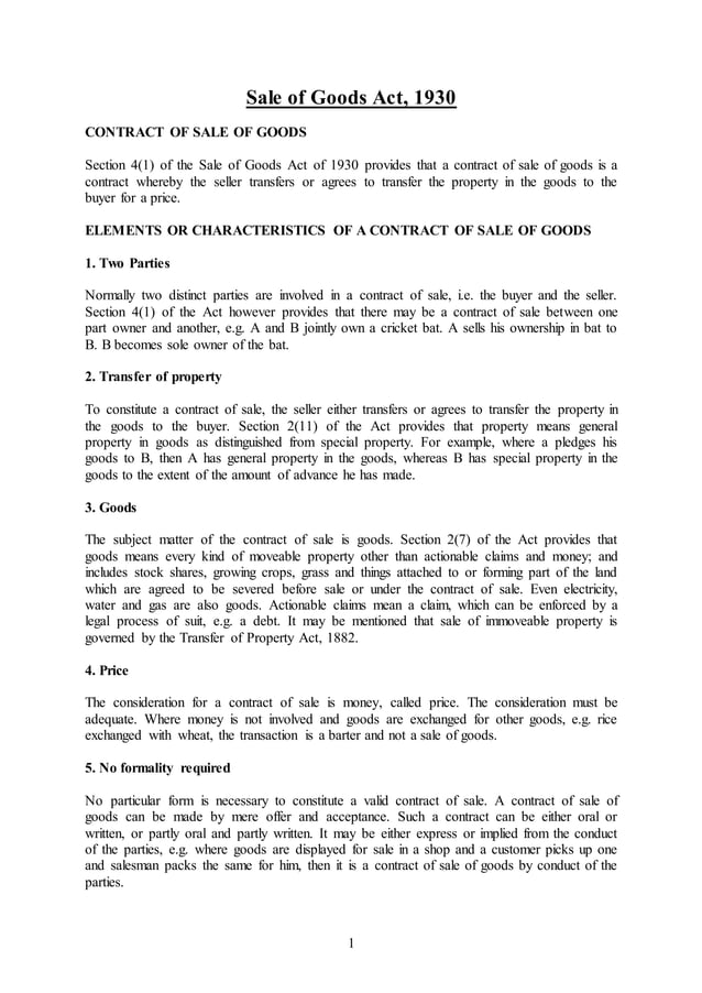 Sale of goods_act_1930 (2) | PDF