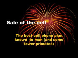 Sale of the cell The best cell phone plan known  to man (and some lower primates) 