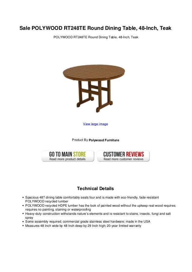 Sale Polywood Rt248 Te Round Dining Table 48 Inch Teak