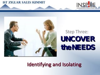 Step Three:  UNCOVER the NEEDS Identifying and Isolating 