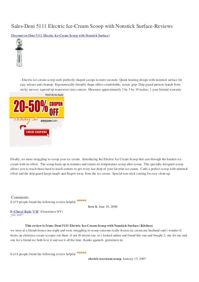Sales deni5111electricicecreamscoopwithnonsticksurfacereviews