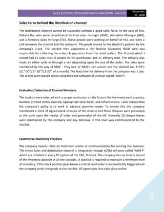 Sales & Distribution Hindustan unilever