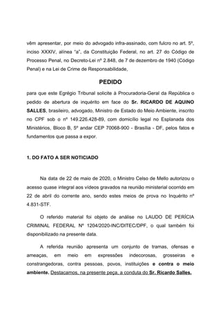 vêm apresentar, por meio do advogado infra-assinado, com fulcro no art. 5º,
inciso XXXIV, alínea “a”, da Constituição Fede...
