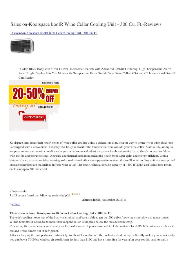 Sales onkoolspacekoolrwinecellarcoolingunit300cuftreviews
