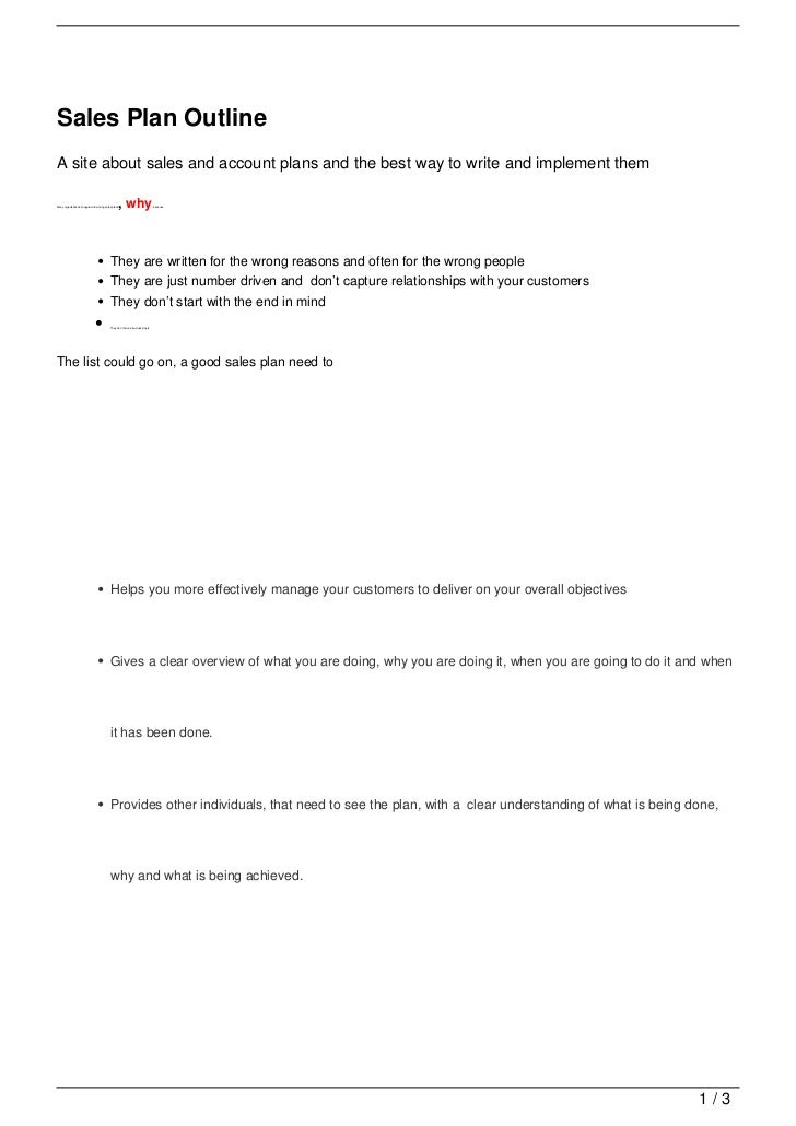 sales plan outline sales plan outline