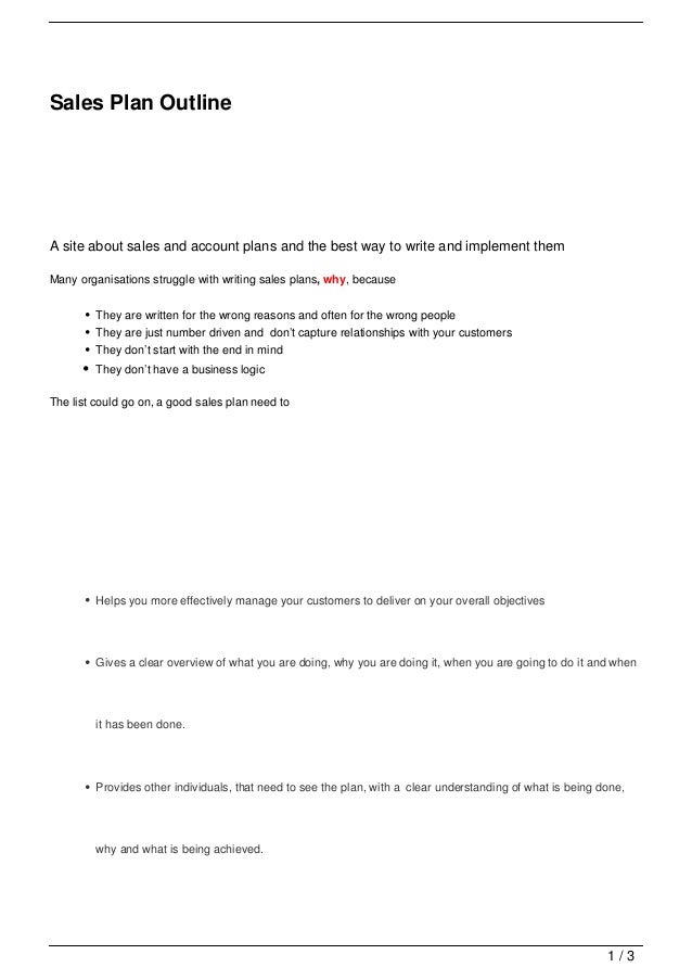 sales plan outline sales plan outline