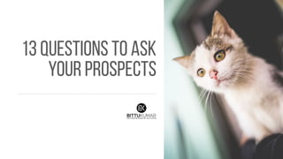 13 QUESTIONS TO ASK
YOUR PROSPECTS
 