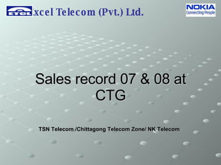 Sales record 07 & 08 at CTG TSN Telecom /Chittagong Telecom Zone/ NK Telecom   Excel Telecom (Pvt.) Ltd. 