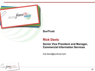 Rick Davis Senior Vice President and Manager, Commercial Information Services SunTrust [email_address] 