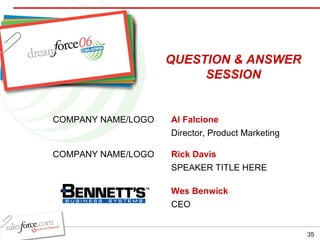 Al Falcione Director, Product Marketing Rick Davis SPEAKER TITLE HERE Wes Benwick CEO QUESTION & ANSWER SESSION COMPANY NAME/LOGO COMPANY NAME/LOGO 