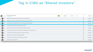 Tag in C360 as “Shared Investors”
 