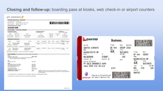 Closing and follow-up: boarding pass at kiosks, web check-in or airport counters
 