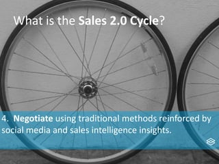 What is the Sales 2.0 Cycle?
4. Negotiate using traditional methods reinforced by
social media and sales intelligence insights.
 