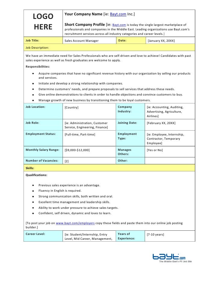 sales account manager job description template by bayt com account manager job description sample
