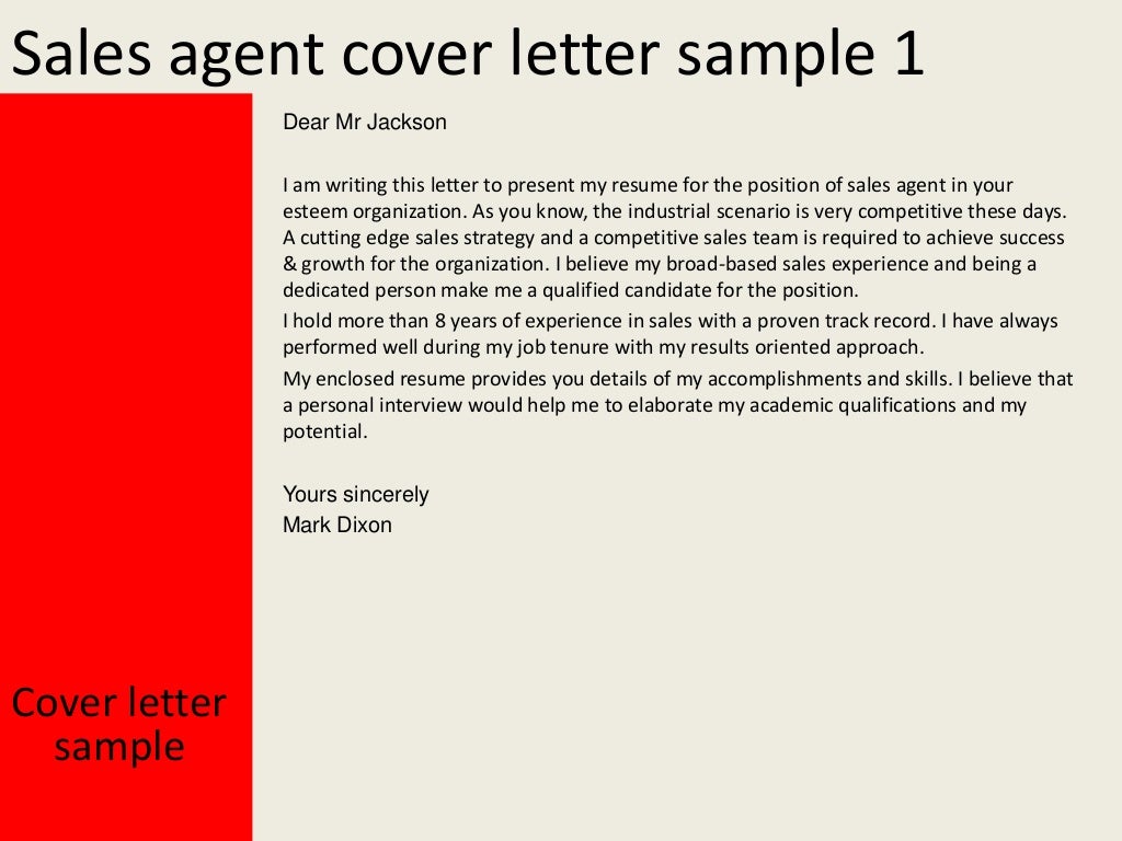Sales Agent Cover Letter