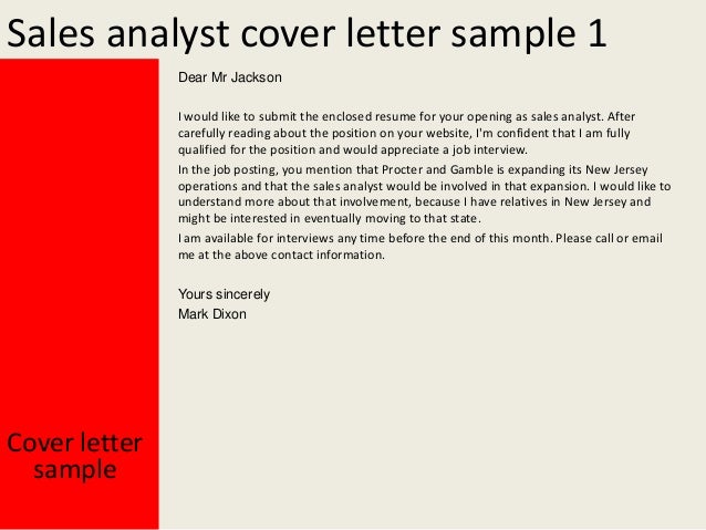 Sales analyst cover letter