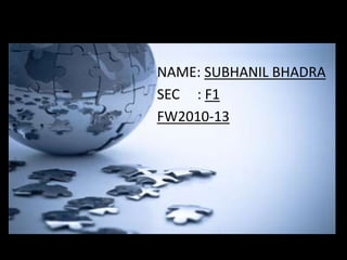 Sales & Distribution project
            NAME: SUBHANIL BHADRA
            SEC : F1
            FW2010-13
 